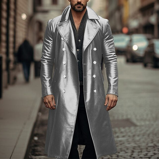 Herren Eleganter und glänzender Trenchcoat EB