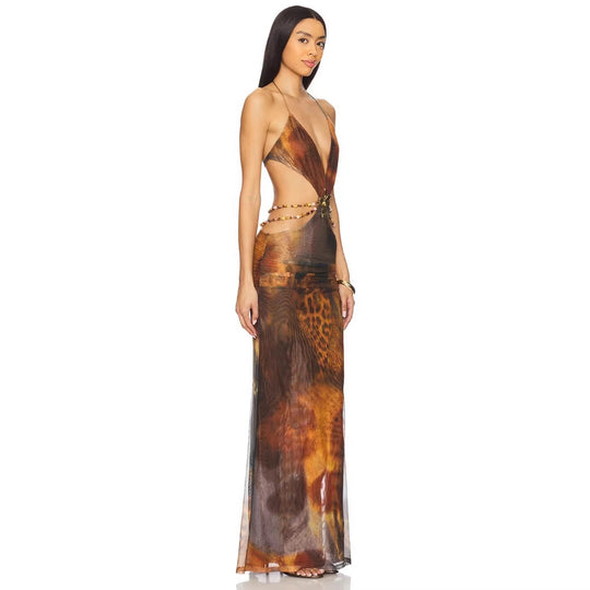 Damen Maxi-Kleid mit verführerischem tiefem Ausschnitt und elegantem Schnitt EB