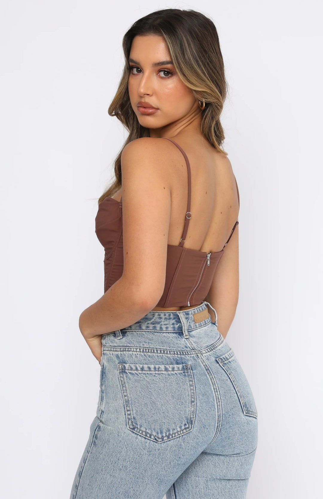 Damen Bustier-Oberteil mit Reißverschluss und feiner Raffung EB
