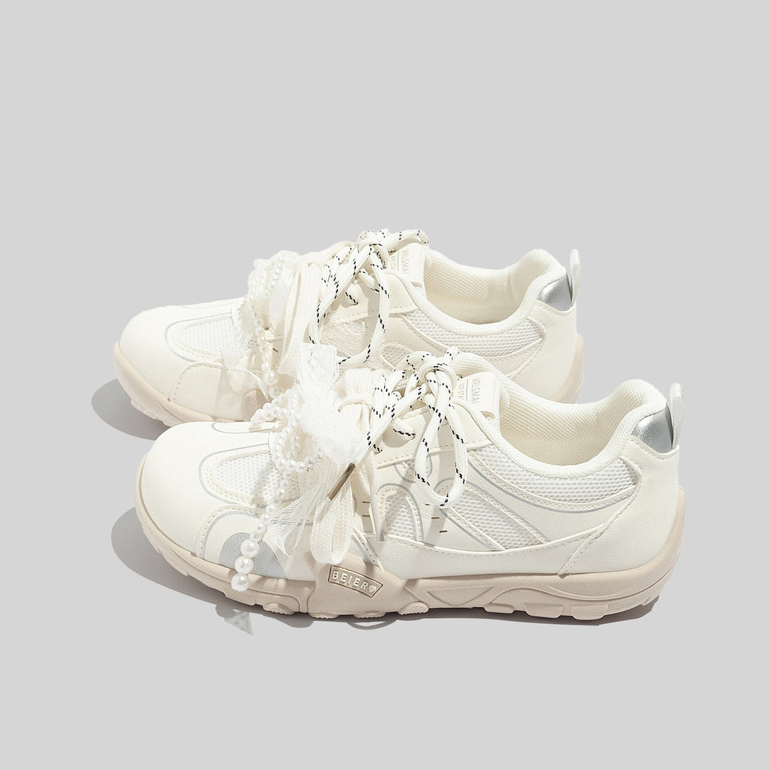 Damen Sportliche Sneaker mit stilvollen Perlenapplikationen und atmungsaktivem Obermaterial EB