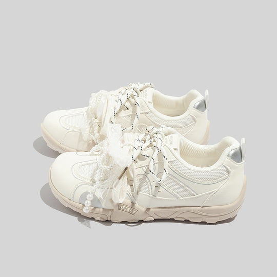 Damen Sportliche Sneaker mit stilvollen Perlenapplikationen und atmungsaktivem Obermaterial EB