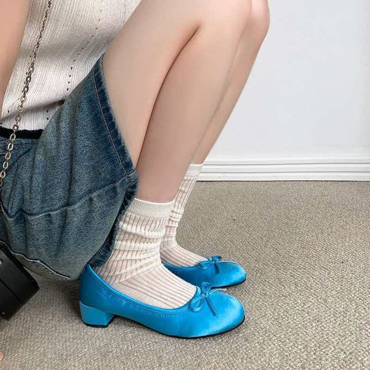 Damen Ballettschuhe mit flexiblem Absatz und zierlichem Schleifendetail EB