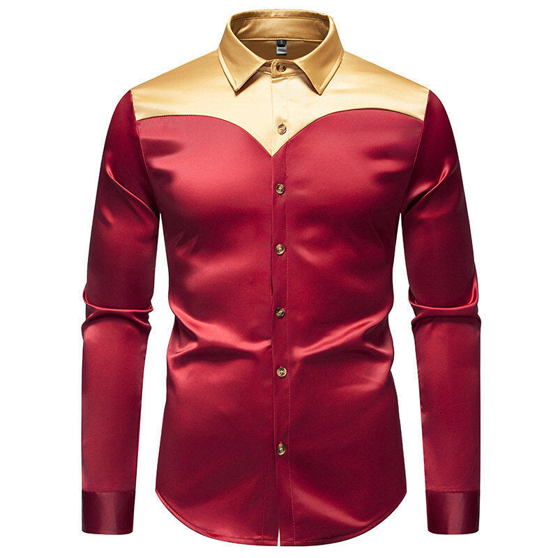 Herren elegante Hemd mit kontrastierendem Kragen und Knopfleiste EB