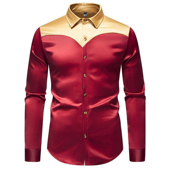 Herren elegante Hemd mit kontrastierendem Kragen und Knopfleiste EB