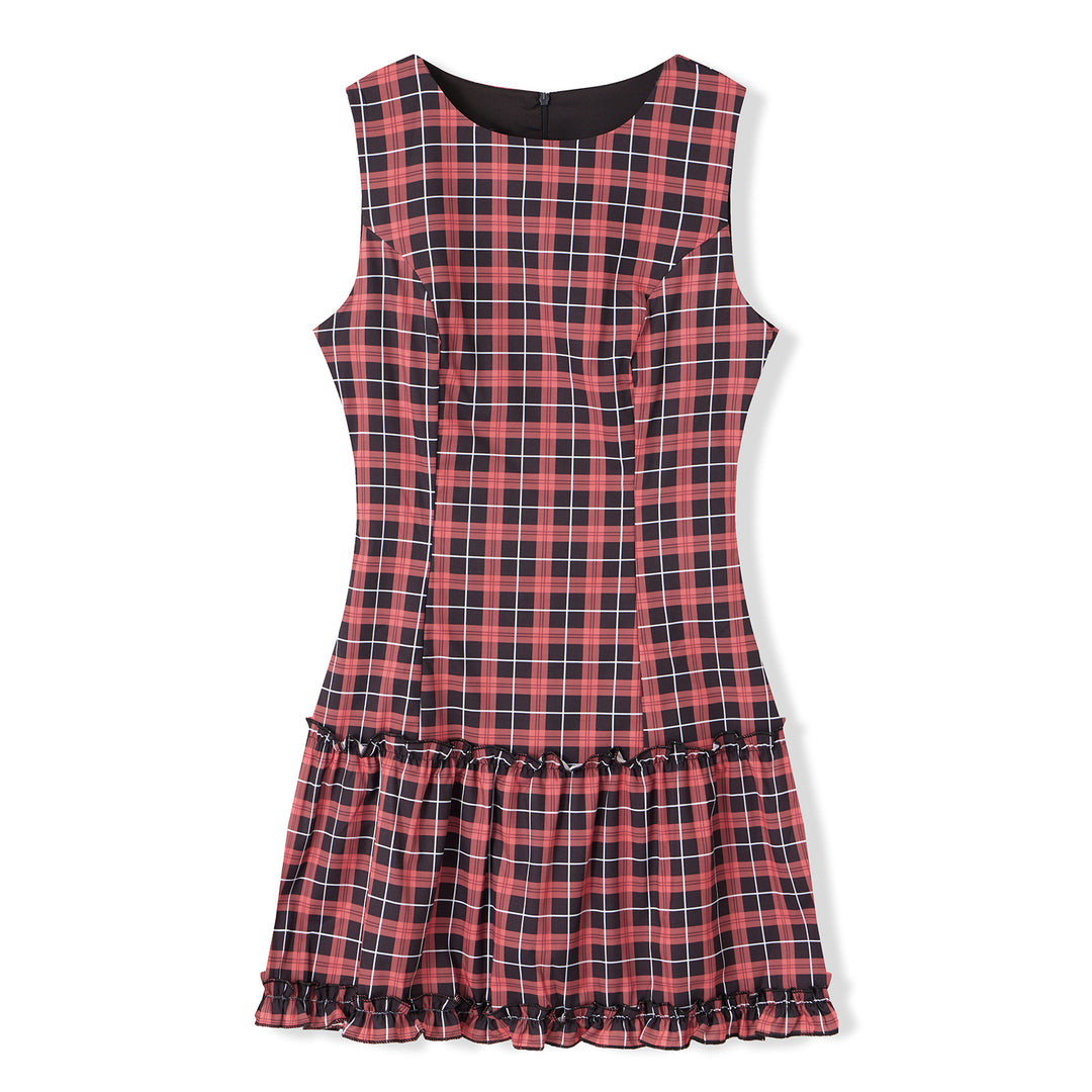 Damen Freizeitkleid mit Punkten und Rüschendetail EB