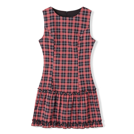 Damen Freizeitkleid mit Punkten und Rüschendetail EB