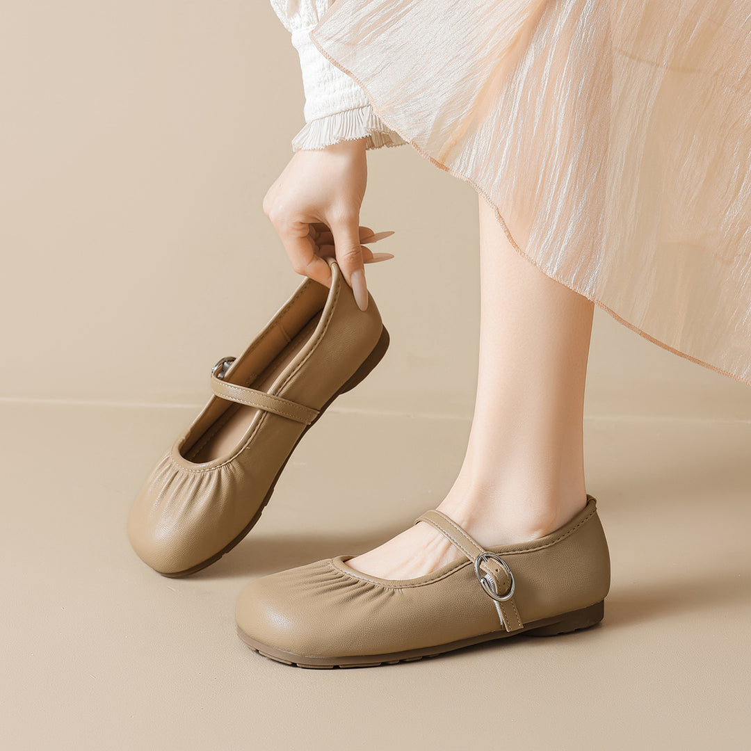 Damen Ballerinas mit durchgehendem Gummizug und dekorativem Riemchen EB