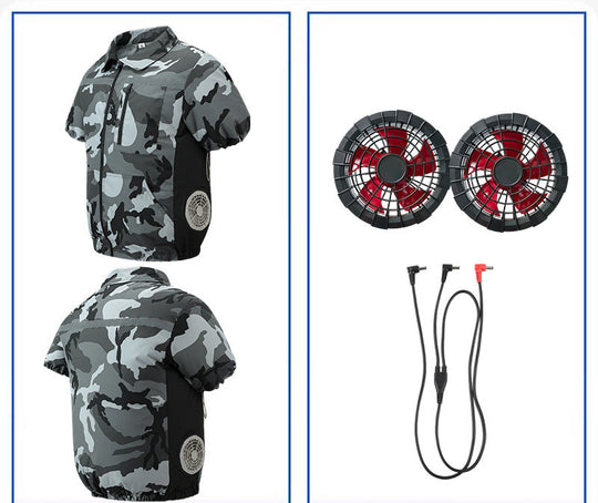 Unisex nan leichte kurzarm Kühljacke mit integrierten Lüftern und Akku R&B