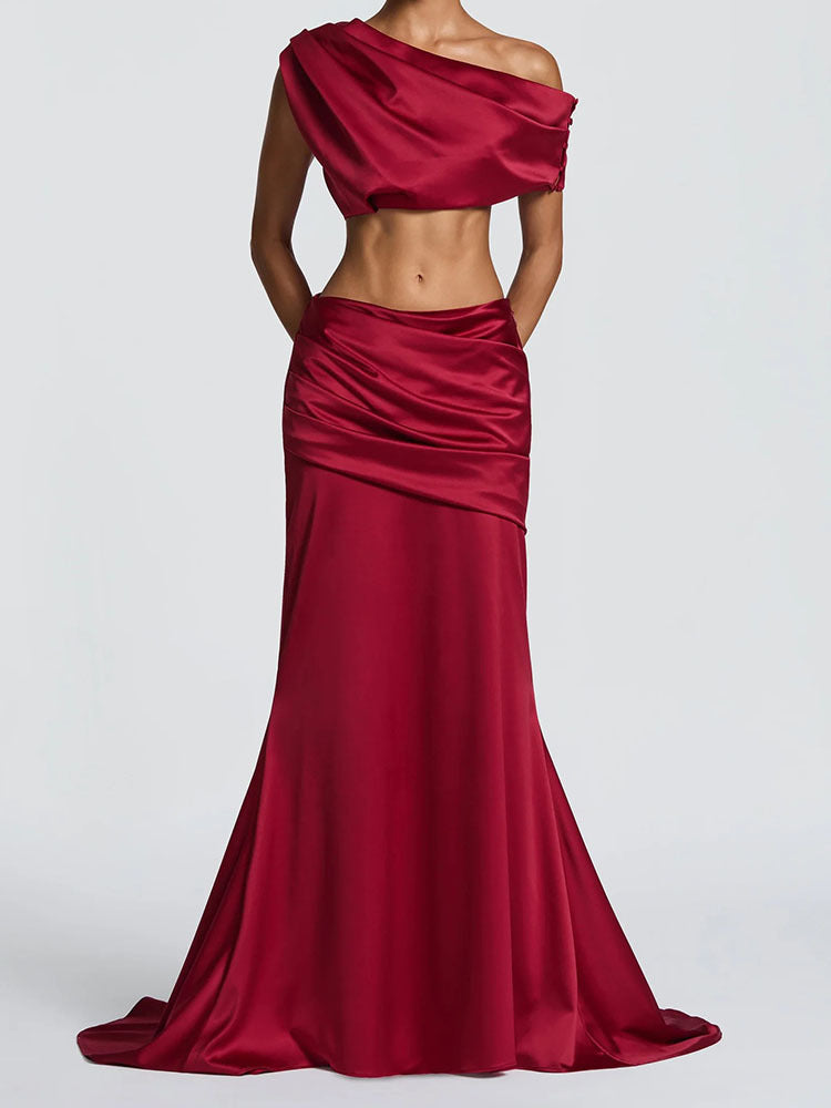 Damen Elegantes One-Shoulder Abendkleid EB