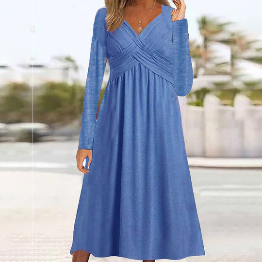 EB | Lässiges Langarmkleid Mit Kreuzdesign