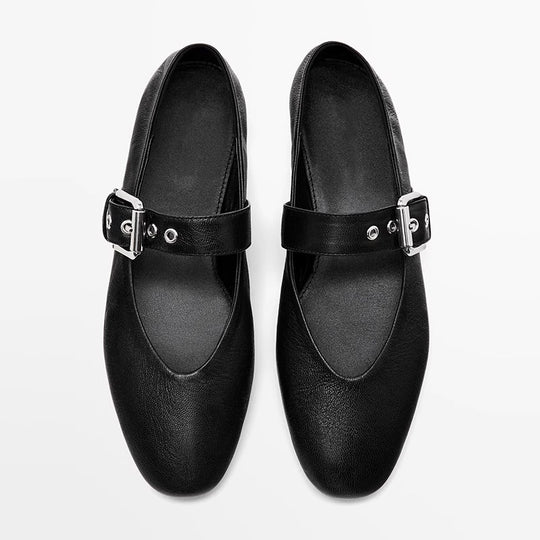 Damen Ballerinas mit verstellbarem Riemendesign und elegantem Schnallenakzent EB