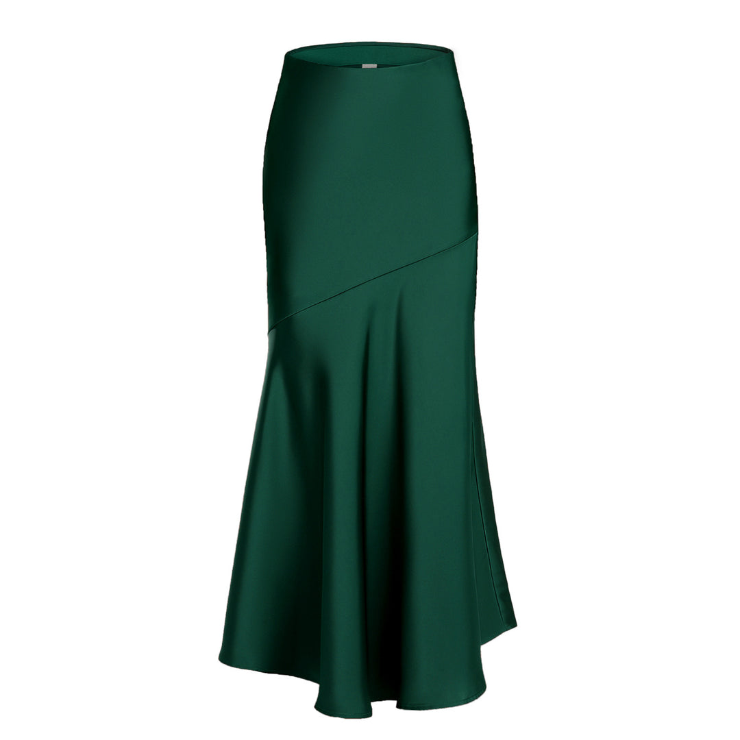 Damen Eleganter fließender Maxirock mit diagonaler Naht EB