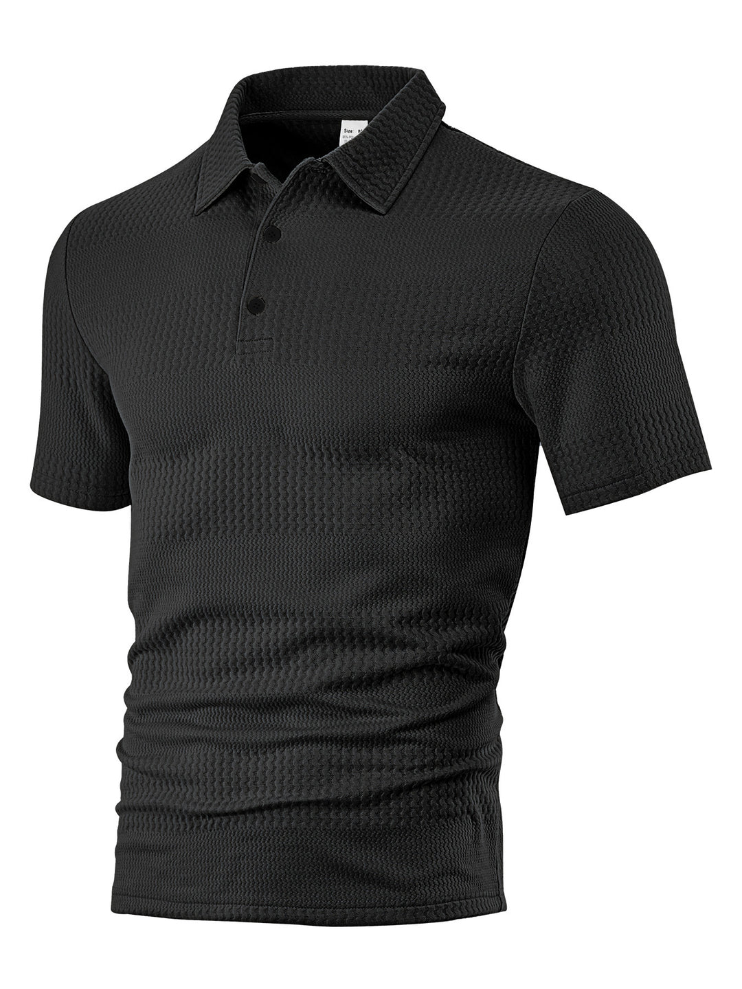 Herren nan körperbetontes Kurzarm-Polo aus elastischem Jacquardstrick mit Hemdkragen EB