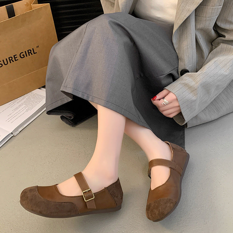 Damen schicke Ballerinas mit verstellbarem Riemen und elegantem Wildlederbesatz EB