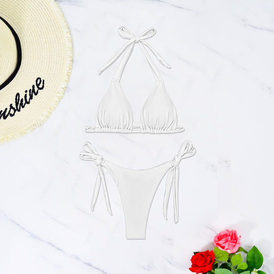 Damen Triangel-Bikini mit raffinierten Bindebändern und hochelastischem Stoff EB