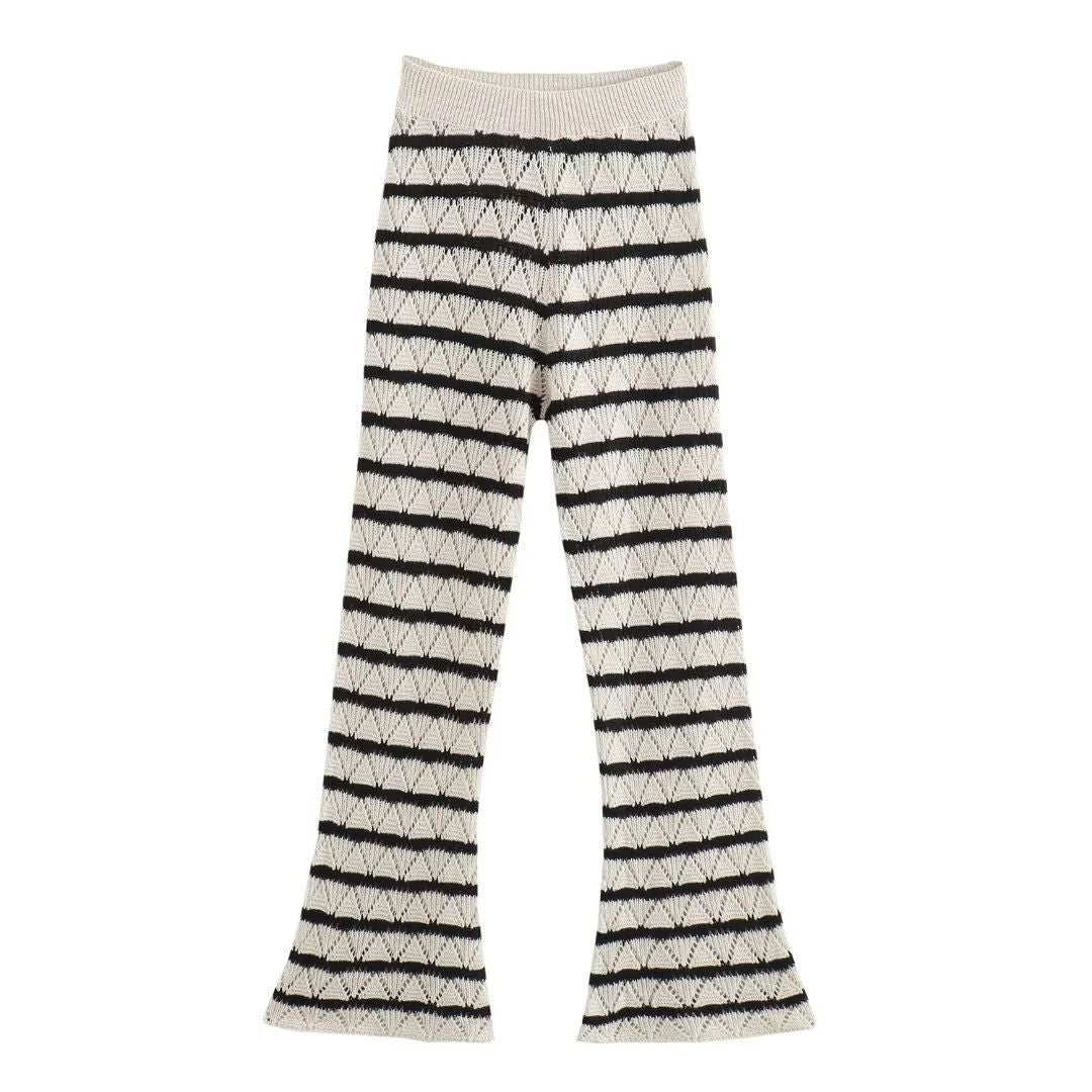 Damen Strick-Leggings mit breitem Bund und einzigartigem Muster EB