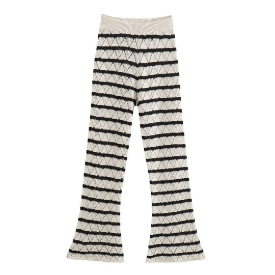 Damen Strick-Leggings mit breitem Bund und einzigartigem Muster EB