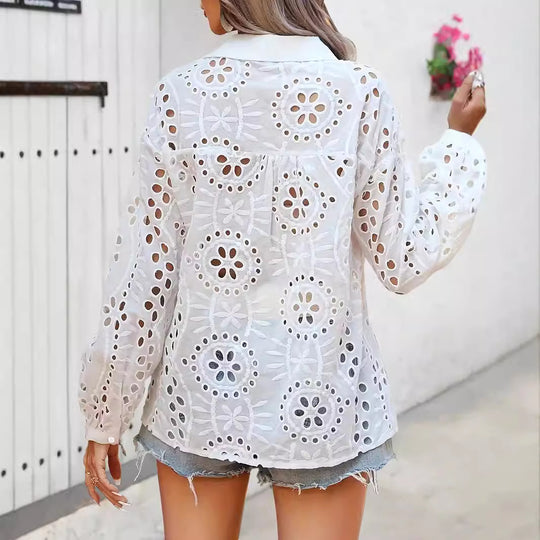 Damen Elegante Bluse mit Spitzenmuster EB