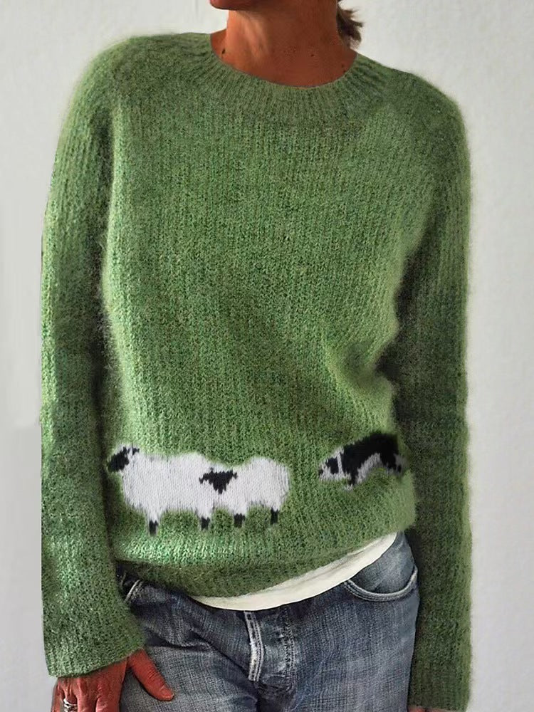 Damen nan Norwegerpullover aus Wollmix mit Rundhalsausschnitt und traditionellem Fair-Isle-Yoke EB