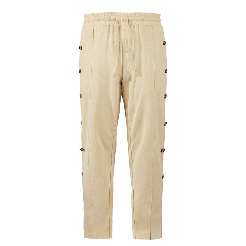 Herren modische Designerhose mit Knopfleiste und verstellbarem Bund EB
