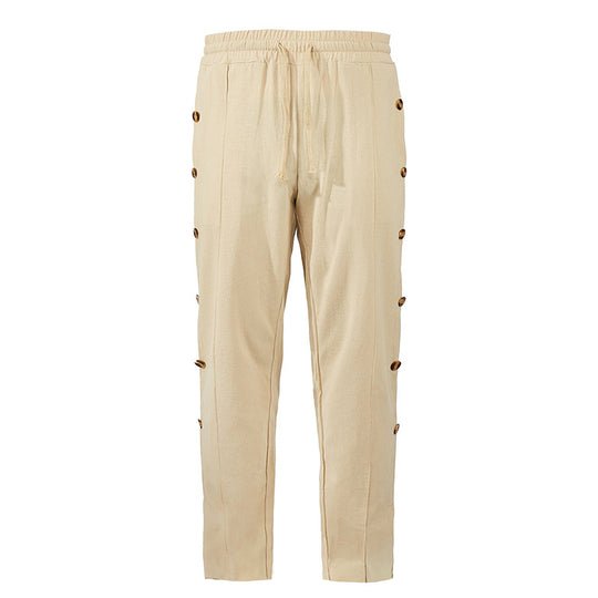 Herren modische Designerhose mit Knopfleiste und verstellbarem Bund EB