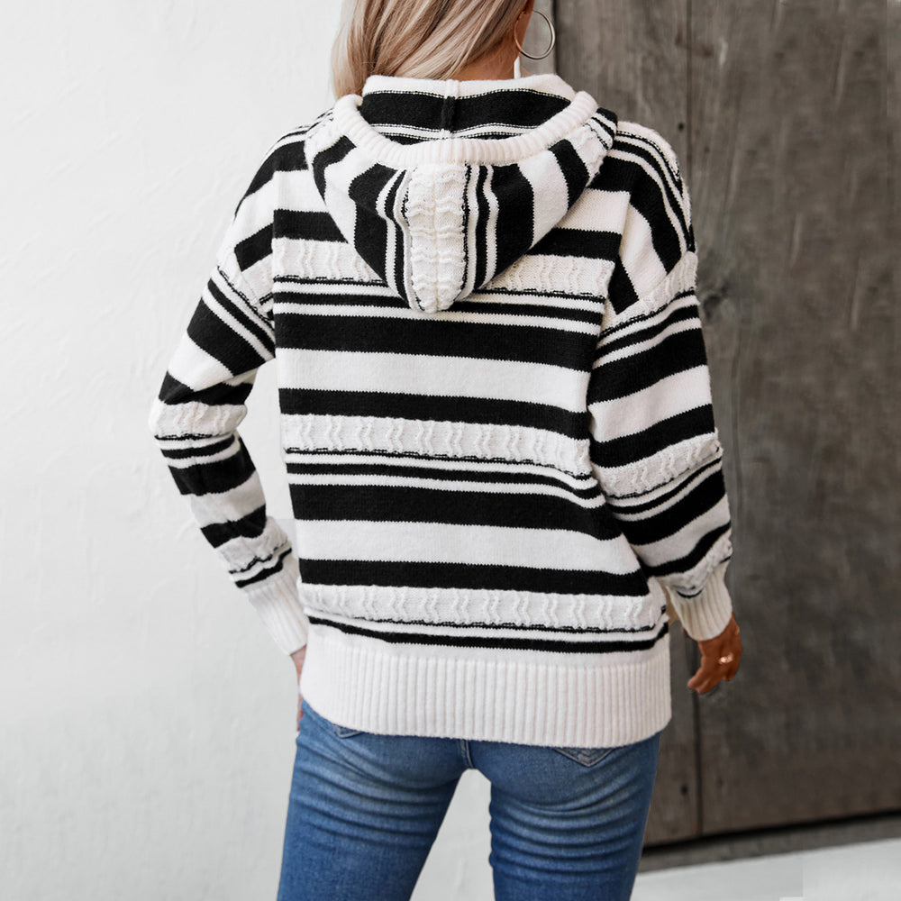 Damen Kapuzensweater mit modernen Streifenmustern EB