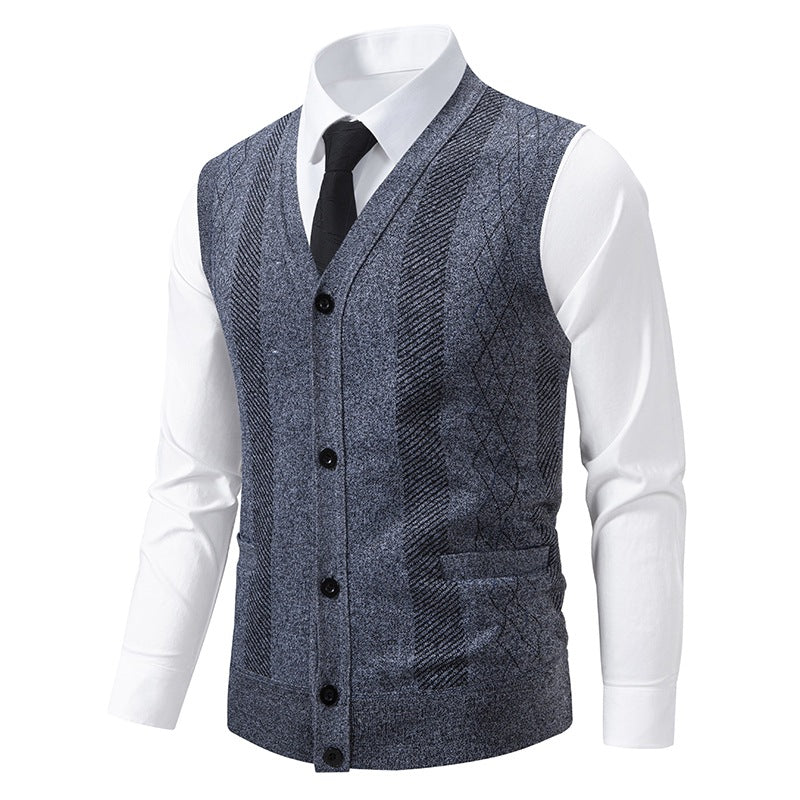 Herren elegante Weste mit strukturiertem Design und praktischen Taschen EB