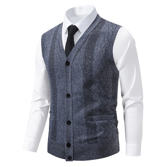Herren elegante Weste mit strukturiertem Design und praktischen Taschen EB