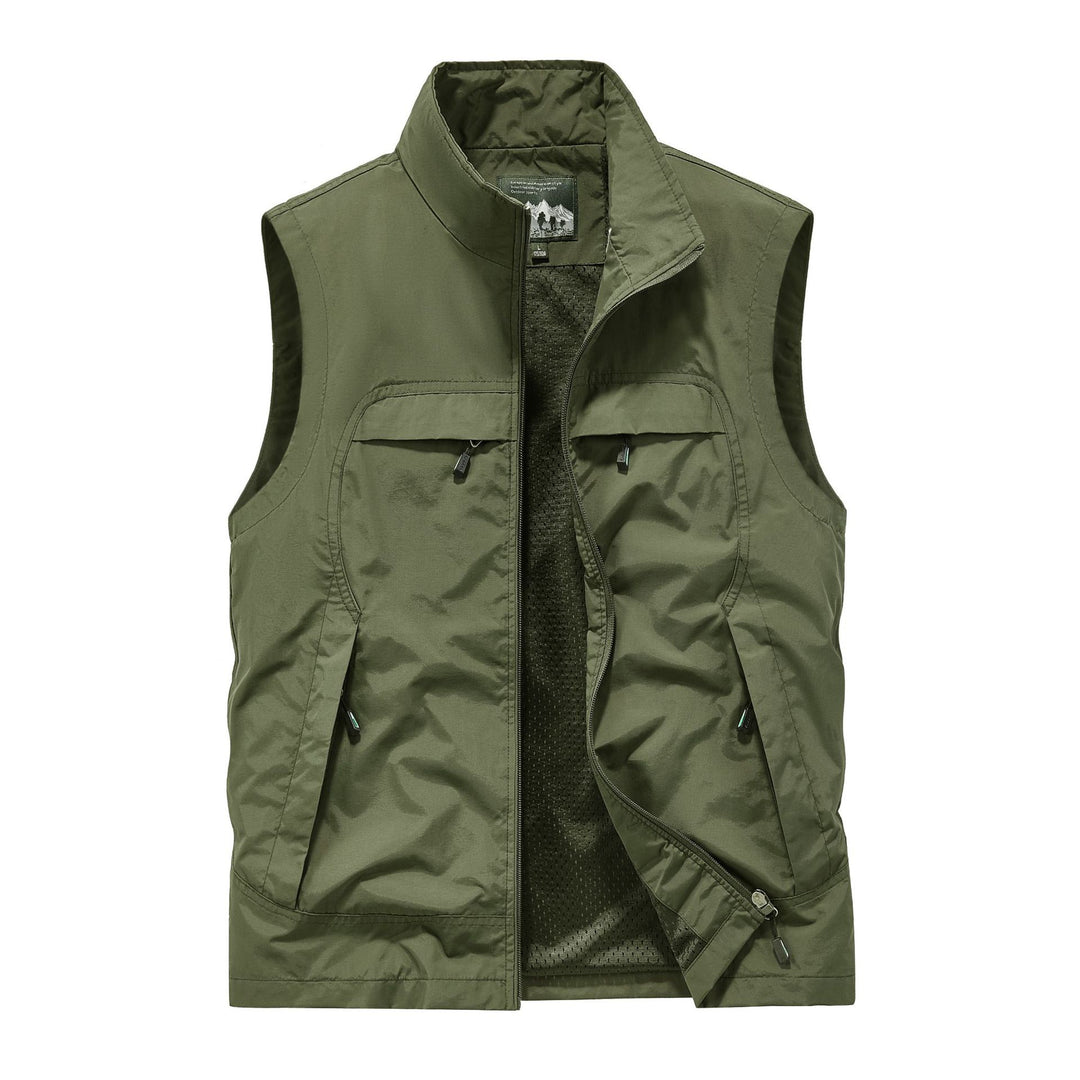 Herren Angler- und Reiseweste mit perforiertem Innenfutter, verdeckten Reißverschlusstaschen und verstellbarem Saum EB