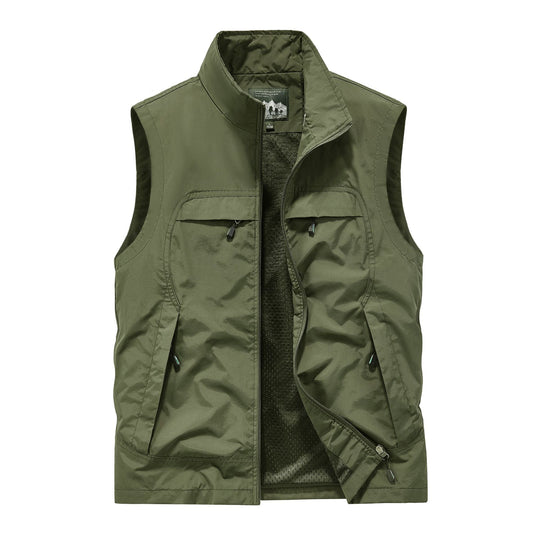 Herren Angler- und Reiseweste mit perforiertem Innenfutter, verdeckten Reißverschlusstaschen und verstellbarem Saum EB
