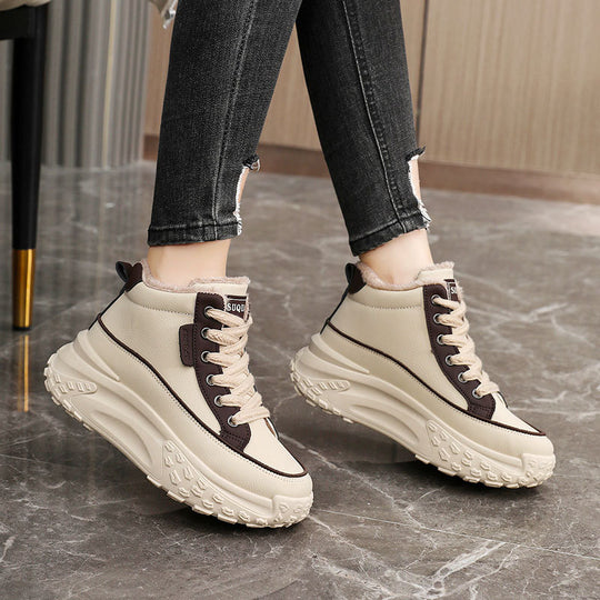Damen High-Top Sneakers mit kuscheligem Innenfutter und rutschfester Profilsohle EB