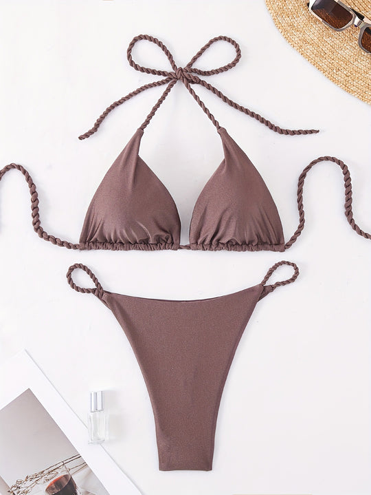 Damen Triangel-Bikini mit geflochtenen Trägern EB