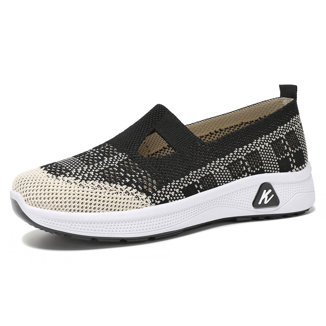 Damen Elastische Slip-On Laufschuhe mit atmungsaktivem Strickdesign EB