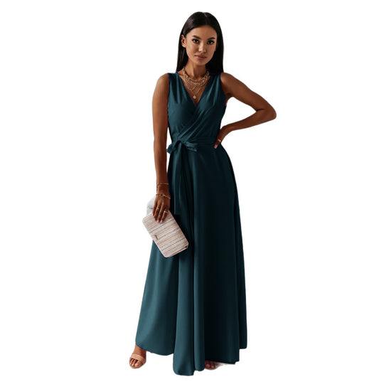 Damen elegantes Wickelkleid mit Taillengürtel EB