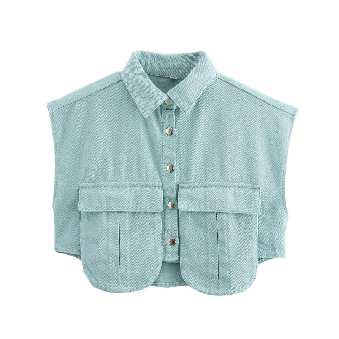 Damen ärmellose Utility-Bluse mit Taschen EB