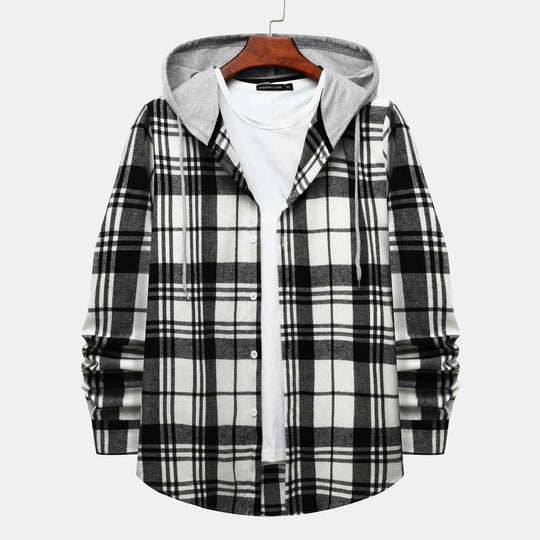 Herren Karohemdjacke mit integrierter Kapuze und modischem Design EB