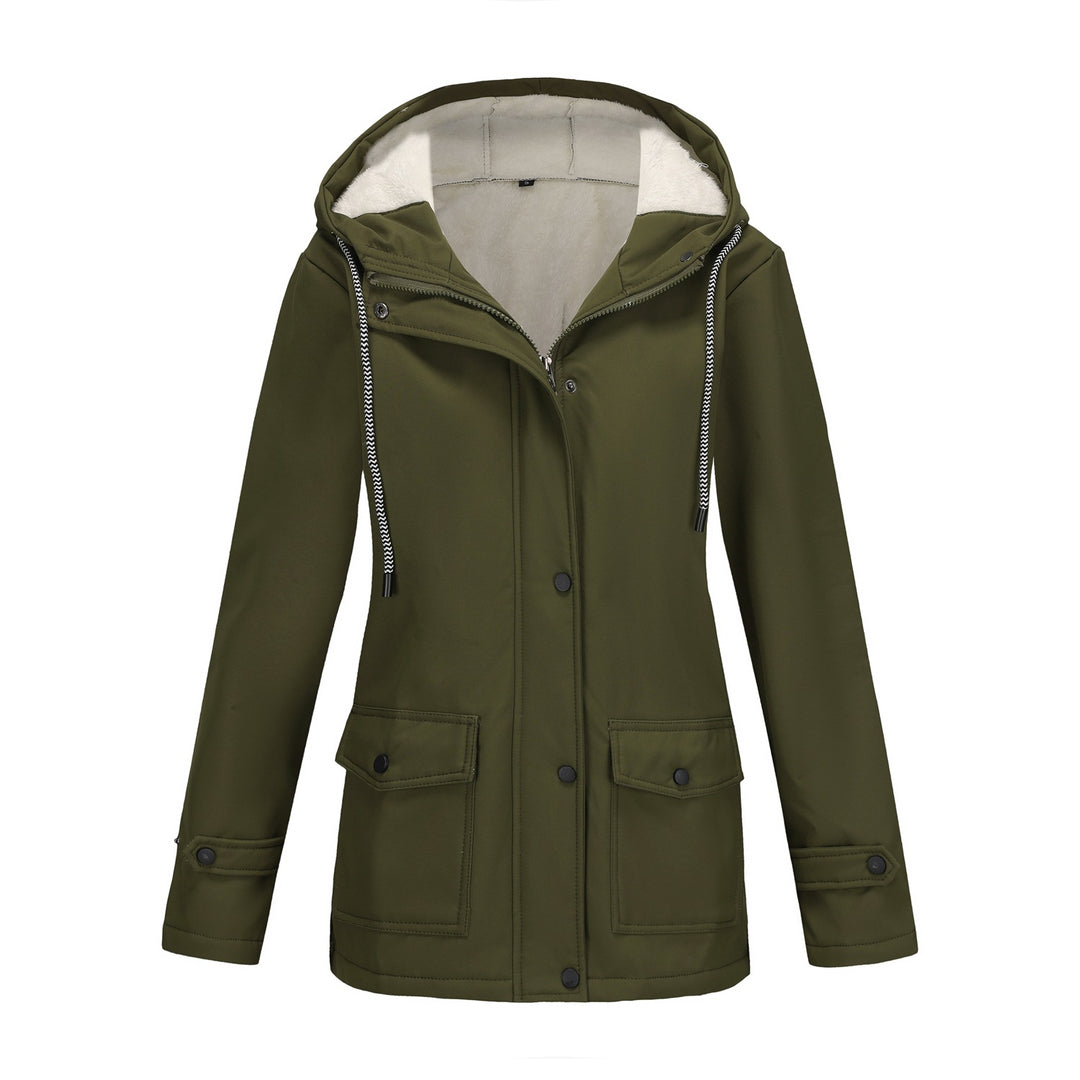 Damen nan wasserabweisender Parka mit Teddyfutter verstellbarer Kapuze und aufgesetzten Taschen EB