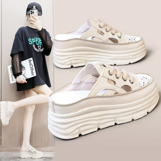 Damen Sportliche Plateausneakers mit atmungsaktivem Obermaterial und lässigem Schnitt EB