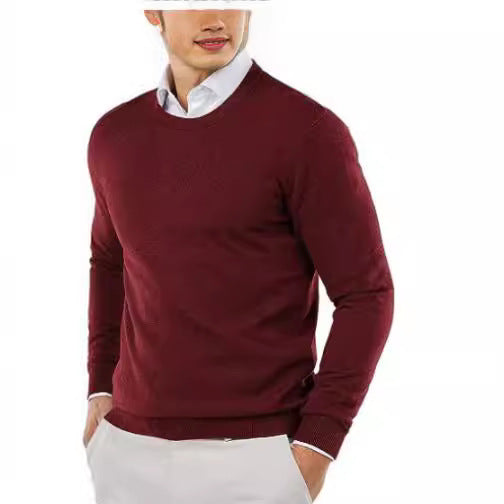 Herren eleganter Rundhals-Pullover aus feiner Baumwolle EB