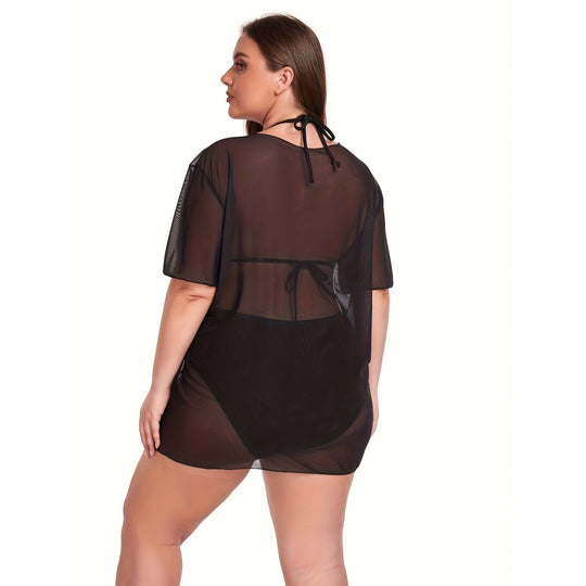 Damen Transparente Strandbluse mit sommerlichem Aufdruck EB
