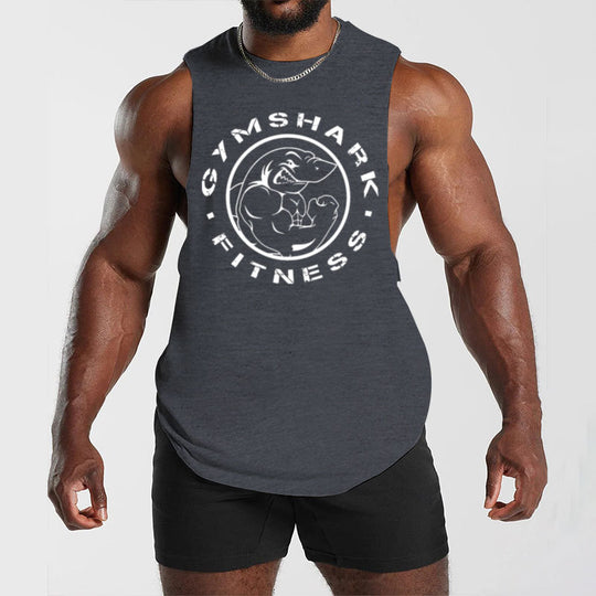 Herren nan ärmelloses Muskelshirt mit extra tiefen Armöffnungen und großem Logodruck EB