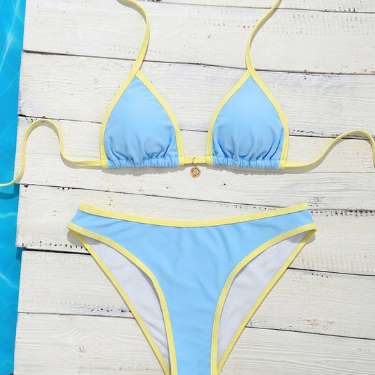 Damen Triangel-Bikini mit eleganten Kontrastdetails EB