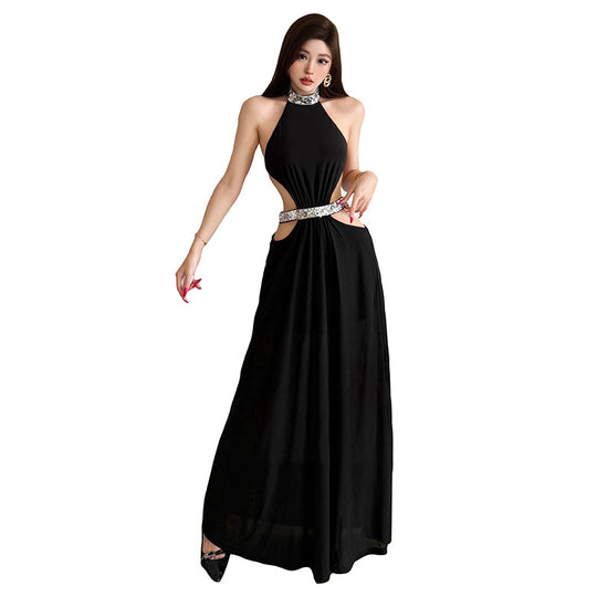 Damen Maxikleid mit seitlichen Cut-Outs und schwingendem Rock R&B