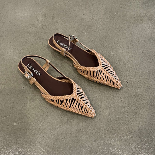 Damen Slingback Sandalen mit raffiniertem geflochtenem Design und komfortablem Fußbett EB