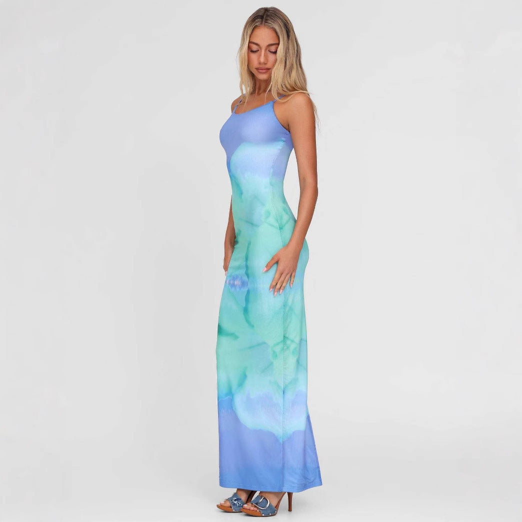 Damen Maxikleid im eleganten Fluid-Design mit feinen Spaghettiträgern EB
