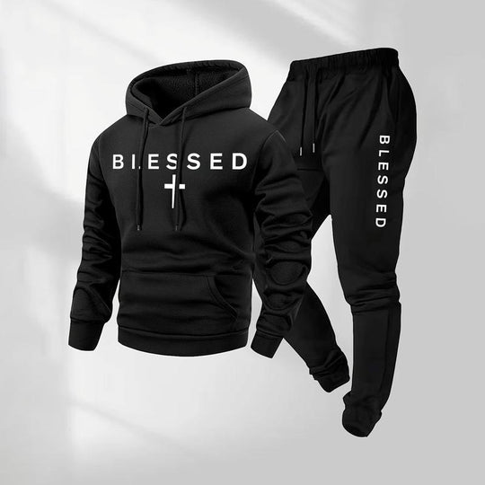 Damen Sweatshirt- und Jogginghose-Set mit modernem Schriftzug und praktischen Taschen EB