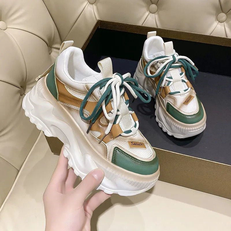 Damen Modische Chunky Sneakers mit atmungsaktiver Mesh-Oberfläche und robustem Profil EB