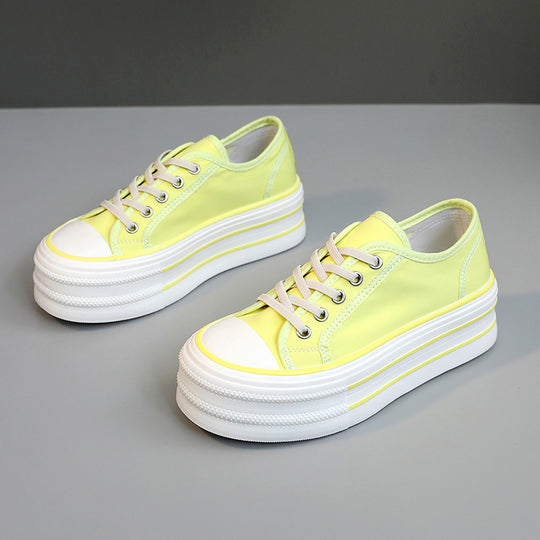 Damen Plüsch Plateau Sneakers mit atmungsaktivem Obermaterial EB