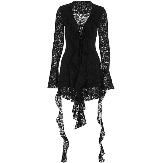 Damen Spitzenkleid mit voluminösen Rüschen EB