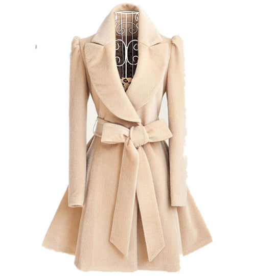 Damen modischer Trenchcoat mit tailliertem Schnitt und Gürtel EB